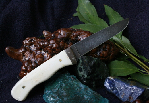 Damascus Drop Point Hunter--001