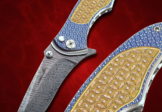 Brian Tighe Diamond Damascus Folding Knife