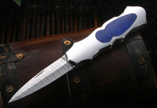 Joe Kious Tulip Blue Lapis Folding Knife