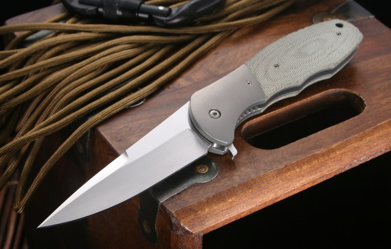 John_W_Smith_Custom_Knives_F4__Green_Canvas_Micarta_Tactical_Folding_Knife.jpg