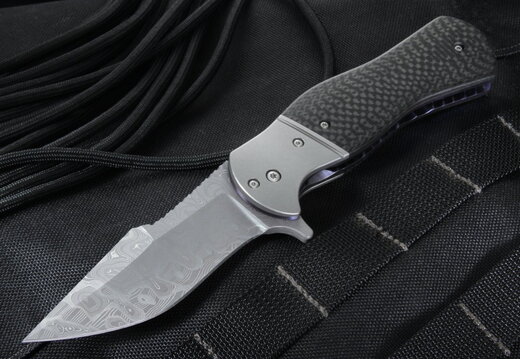 Doucette Randy Damascus Backbone Tactical Folding Knife