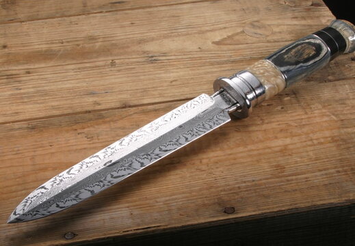 Roger Bergh Stormy Dagger Damascus Dagger--001