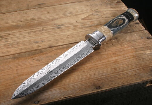 Roger Bergh Stormy Dagger Damascus Dagger--002