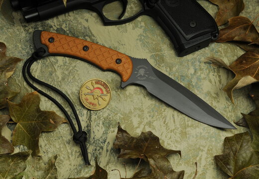 Spartan Ares  Flat Black wTan Micarta