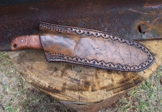 Afzelia burl camp knife with sheath4