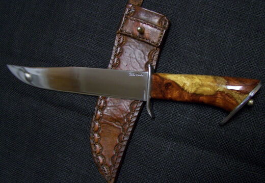 Amboyna burl bowie knife
