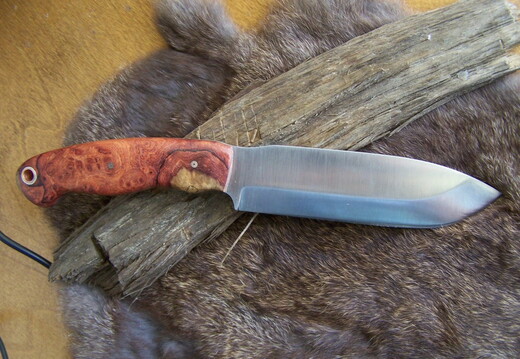 Amboyna burl camp knife