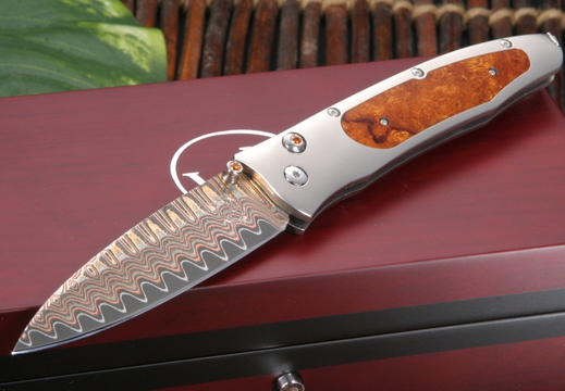 William Henry B30 Burnt Hills Damascus Folding Knife 1