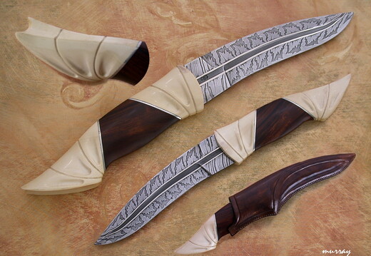 Fishtail Fighter Damascus of uddeholm
