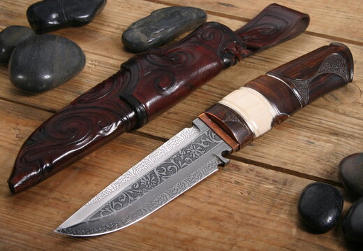 Mystic Dreams Mosaic Damascus Fixed Blade Knife