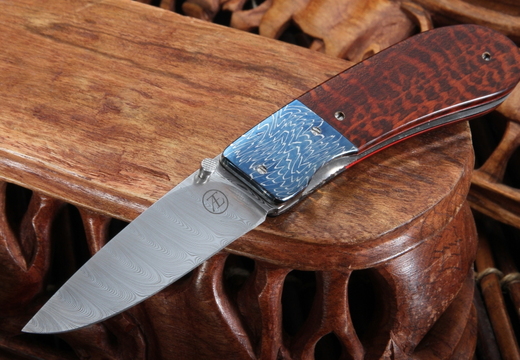 Andre Thorburn Damascus Snakewood Custom Folding Knife
