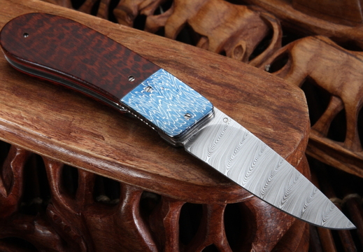Andre Thorburn Damascus Snakewood Custom Folding Knife 