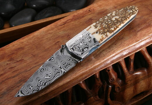 Andre Thorburn Krackle Mammoth Damascus Folding Knife