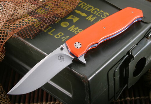 Andre Thorburn L20 Flipper - Orange G-10 Folding Knife