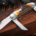 Bill Ruple Custom Knives Three Blade Stockman Stag Folding Knife