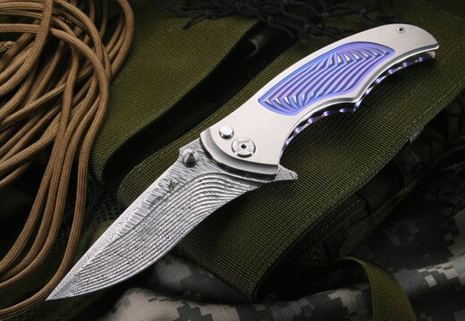 Brian Tighe Tighe Coon - Damascus Folding Knife
