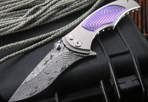 Brian Tighe Tighe Coon 2 Damascus Folding Knife