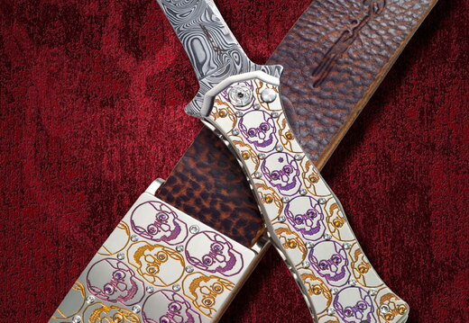Brian Tighe Twist Tighe - Jeweled Skull Folding Knife  Belt