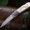Frank Centofante Gold on Pearl Damascus Folding Knife