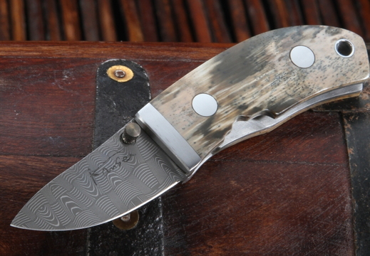 Kansei Matsuno Damascus  Mammoth Ivory Folding Knife