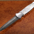Ken SteigerwaltAngel Dagger Damascus and Pearl Folding Knife