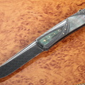 Ken Steigerwalt Custom Damascus Gold and Black Pearl Folding Knife 3