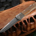 Ken Steigerwalt Custom Knives Temptation Mammoth and Damascus Folding Knife
