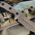 Microtech Knives  Desert Tan Serrated Crosshair Tactical Fixed Blade Knife--002