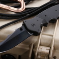 Pat  Wes Crawford Custom Knives Black Marauder  Custom Tactical Folding Knife