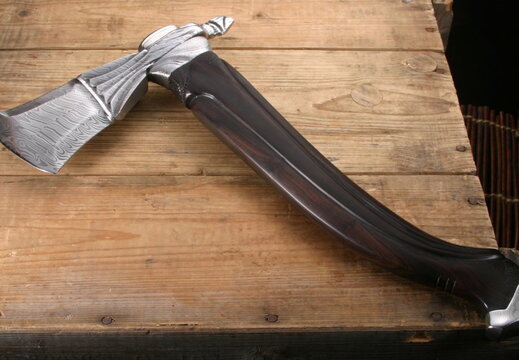 Roger Bergh Blackwood Battle Axe Damascus Axe