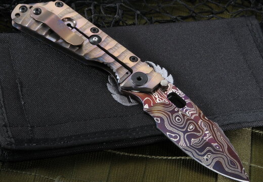 Mick Strider Custom Damascus SMF Tactical Folding Knife --002