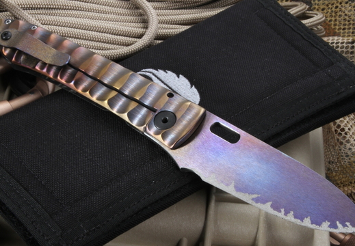 Mick Strider Custom Titanium and Carbon Fiber Folding Knife 