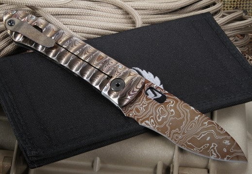 Mick Strider Custom  MSC Damascus  Carbon Fiber Tactical Folding Knife 