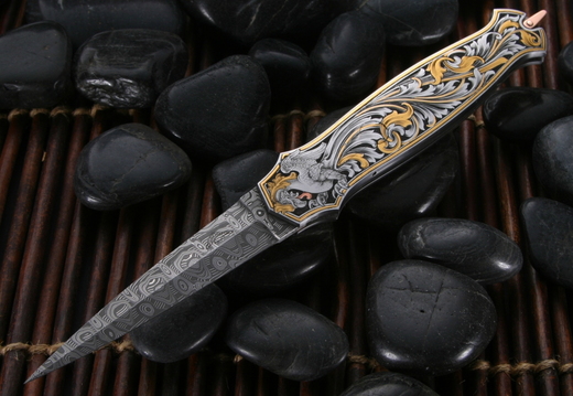 Warren Osborne Mythology Gold Engraved Folding Knife
