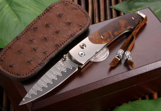 William Henry Lancet B10 TIW Ironwood  Damascus Folding Knife