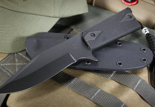 Wilson Tactical Custom Knives 1911 Pistol Grip Bowie Black Tactical Fixed Blade